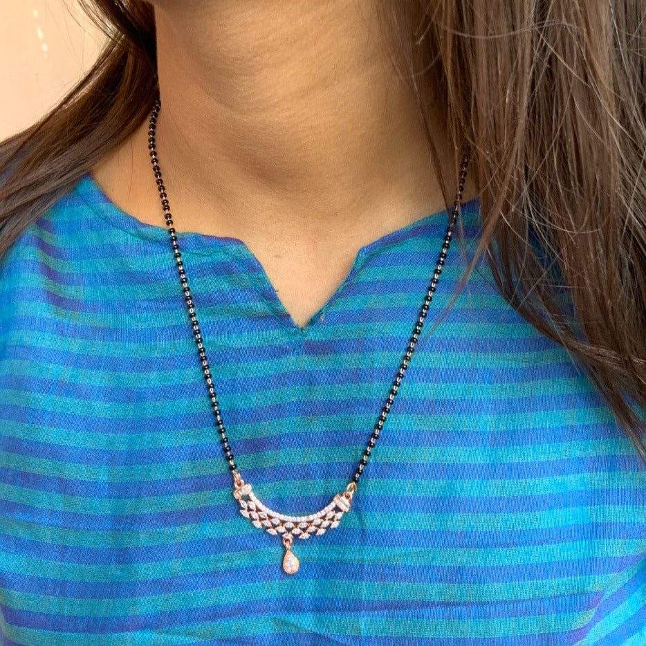 Classic Rose Gold Diamond Mangalsutra - Abdesignsjewellery