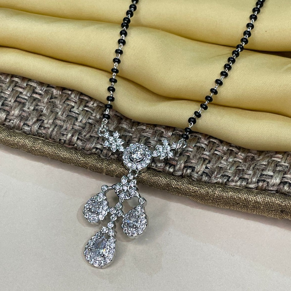 Vintage American Diamond Droplet Statement Mangalsutra