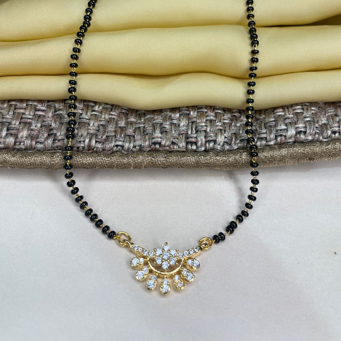 Gold Plated Floral Shimmering Mangalsutra - Abdesignsjewellery
