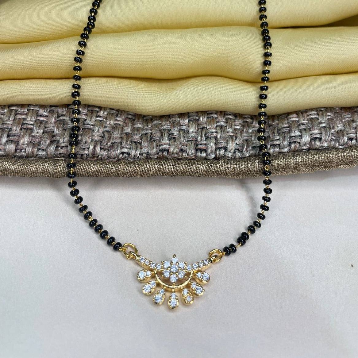 Gold Plated Floral Shimmering Mangalsutra - Abdesignsjewellery