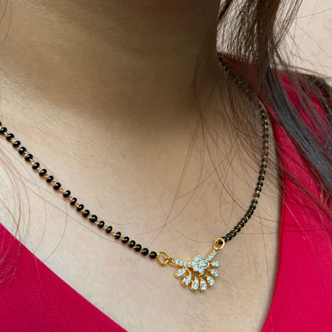 Gold Plated Floral Shimmering Mangalsutra - Abdesignsjewellery