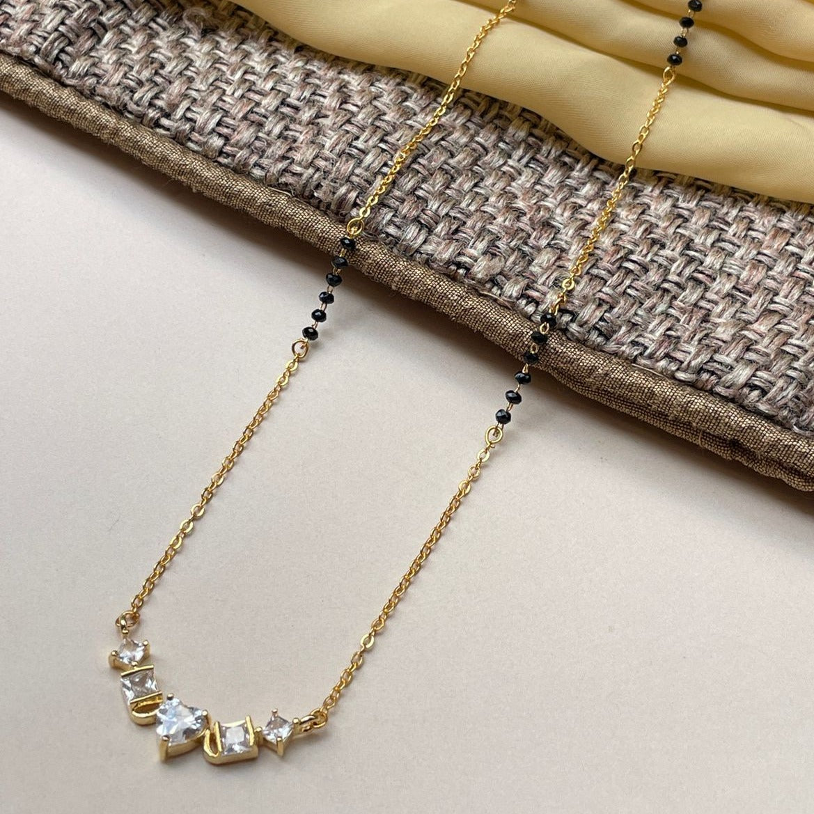 Vivid Gold Heart Cz Mangalsutra