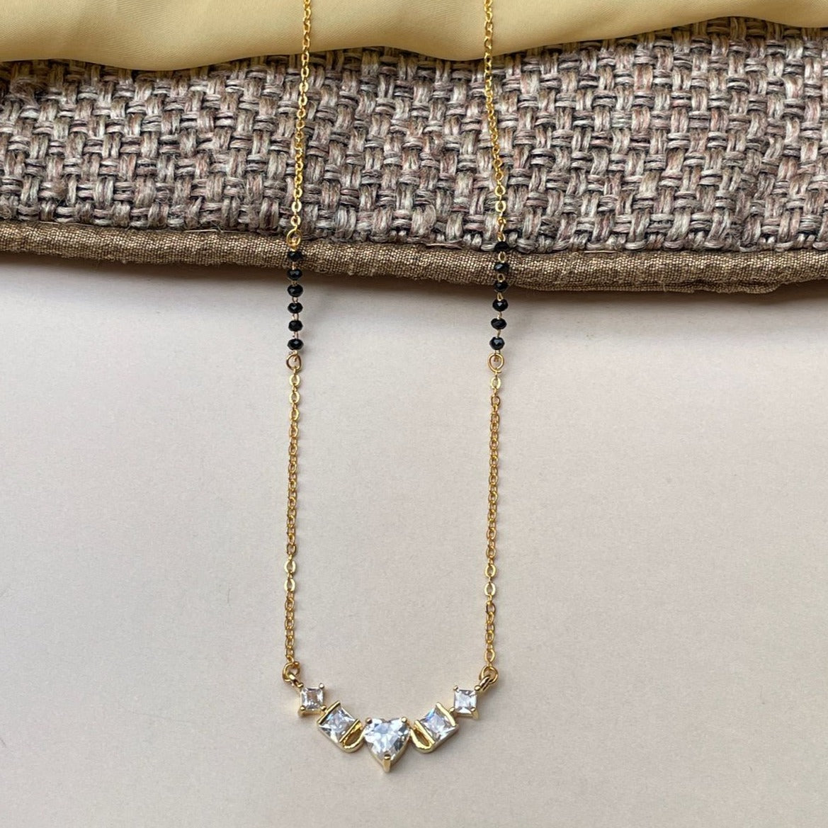 Vivid Gold Heart Cz Mangalsutra