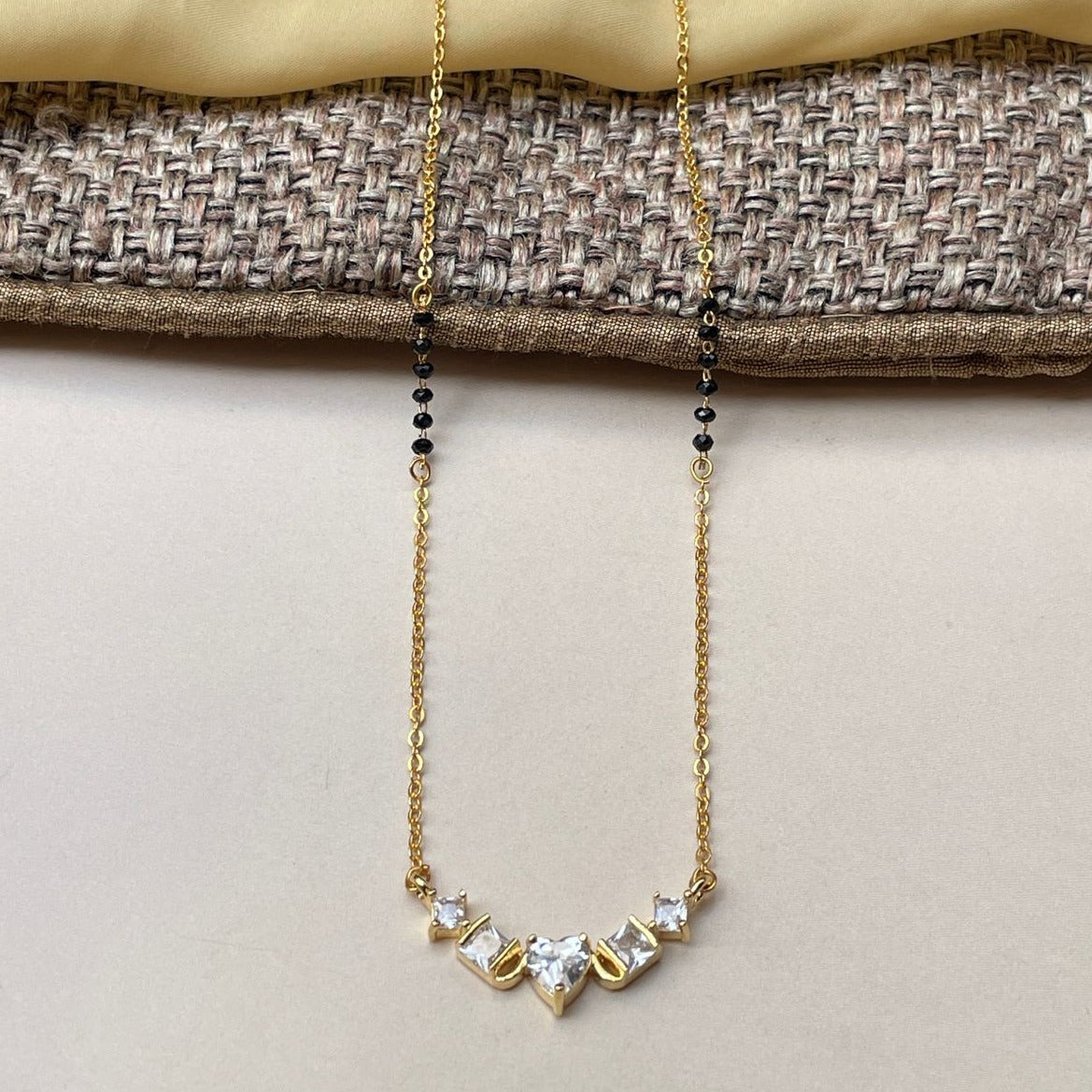 Vivid Gold Heart Cz Mangalsutra