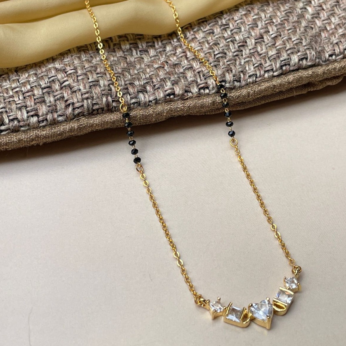 Vivid Gold Heart Cz Mangalsutra