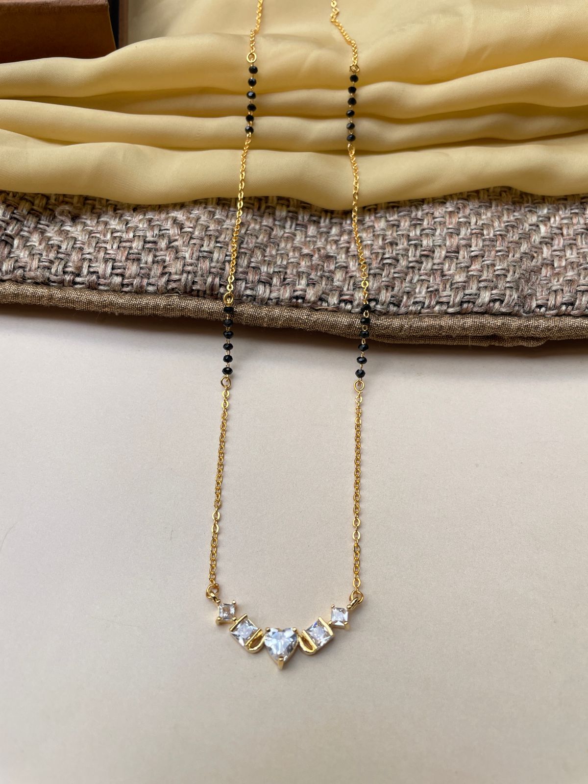 Vivid Gold Heart Cz Mangalsutra