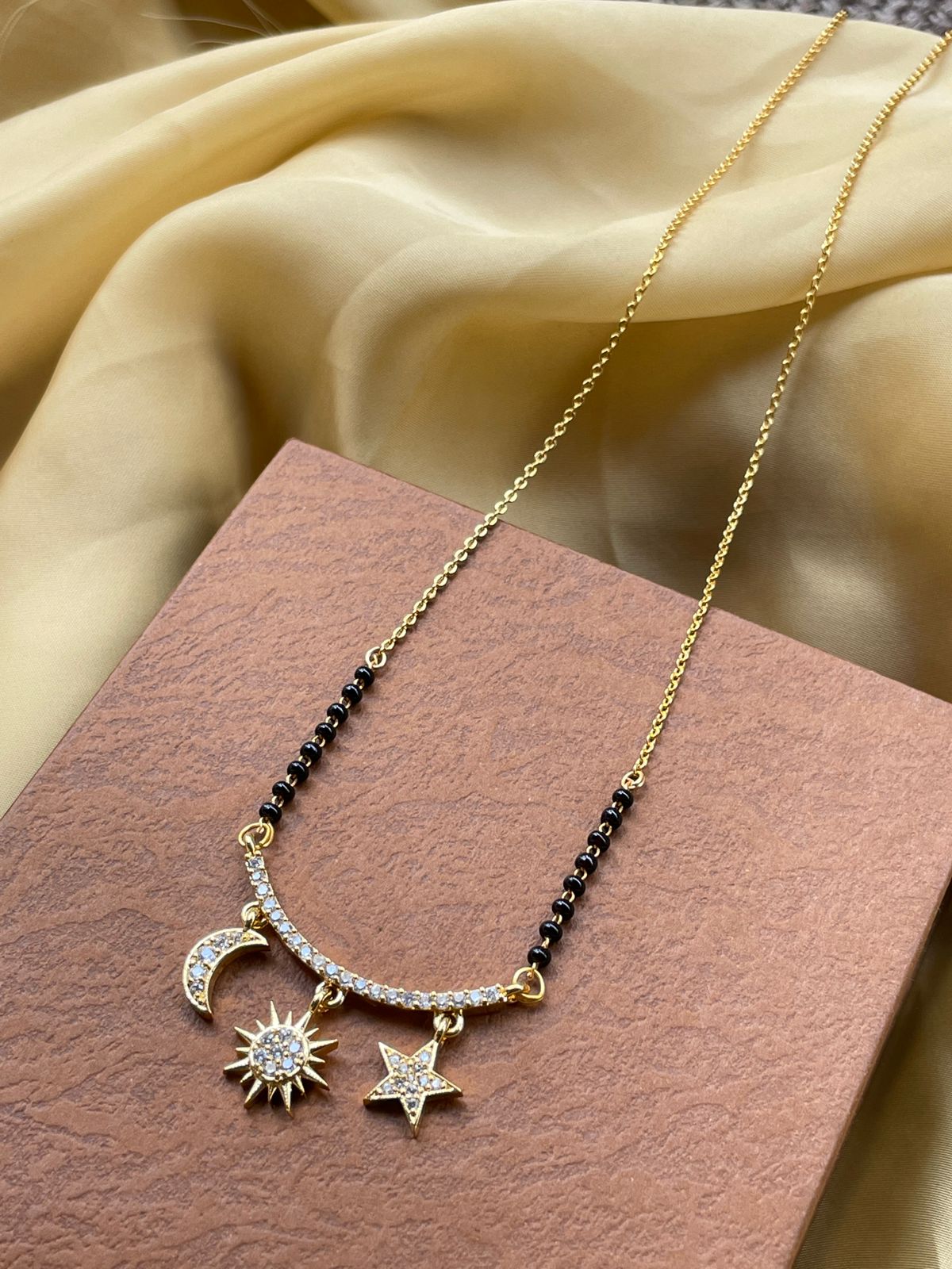 Tejasswi Prakash Inspired From Naagin-6 Gold Solaris Hanging Charm Mangalsutra - Abdesignsjewellery