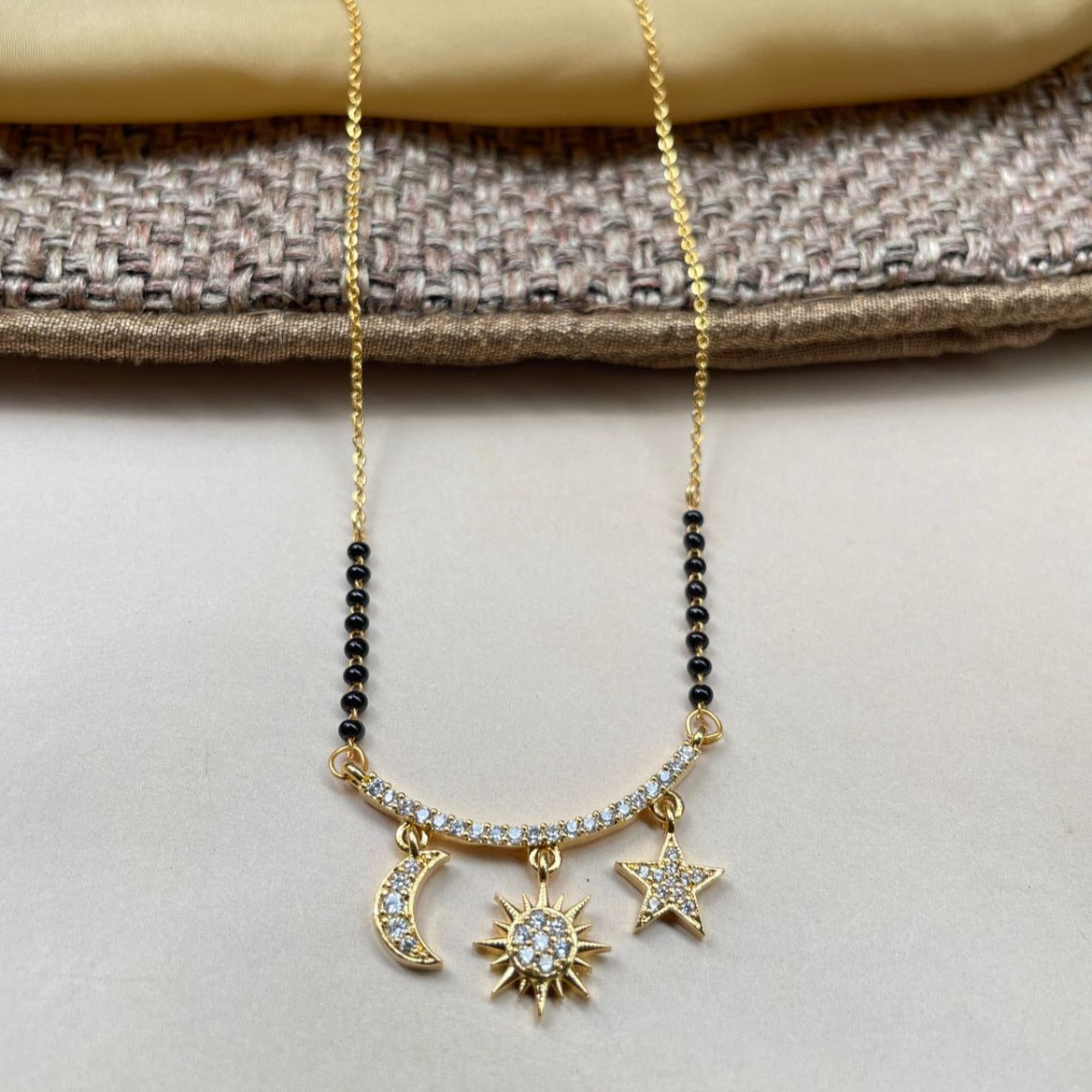 Tejasswi Prakash Inspired From Naagin-6 Gold Solaris Hanging Charm Mangalsutra - Abdesignsjewellery