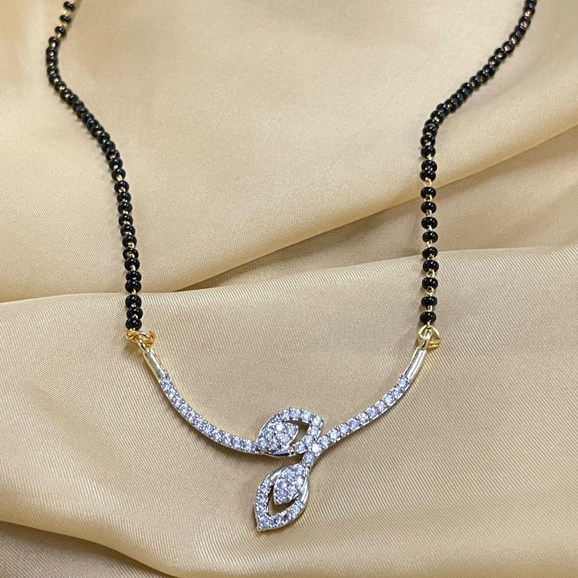 Classic Cubic Zirconia Gold Plated Mangalsutra - Abdesignsjewellery