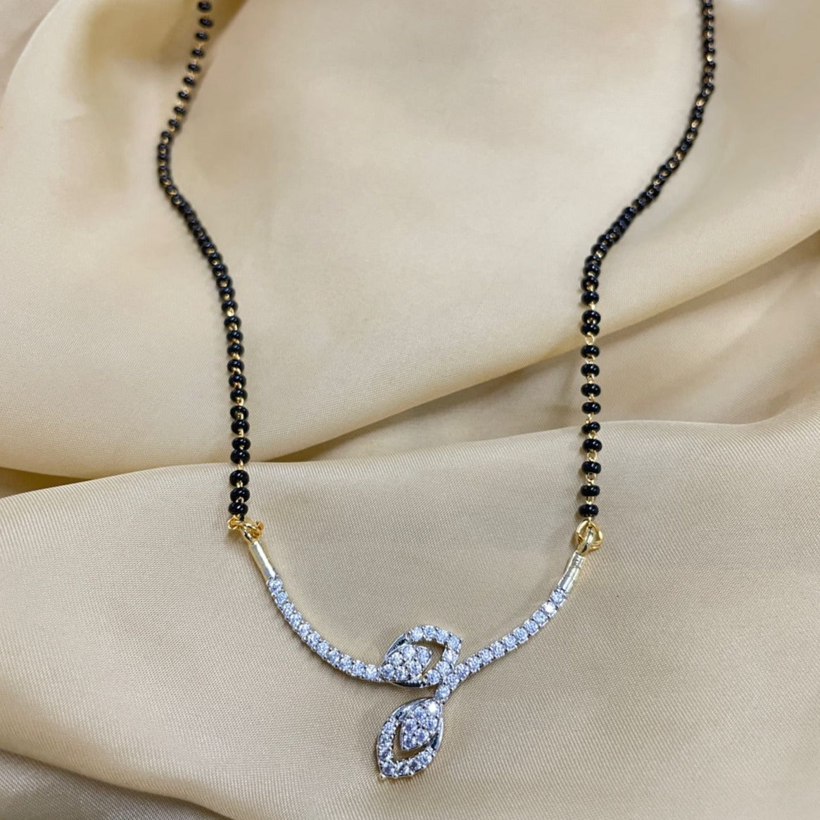 Classic Cubic Zirconia Gold Plated Mangalsutra - Abdesignsjewellery