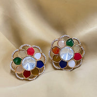 Thumbnail for Floral Navratan Stone Stud Earring
