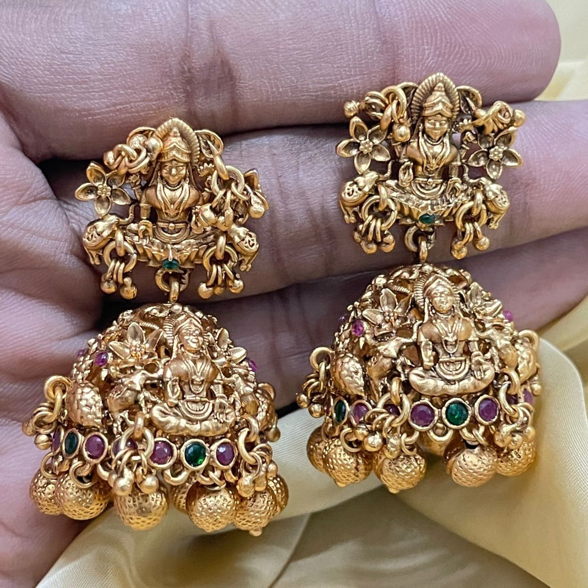 High Quality Gold Plated Lord Laxmi Earring