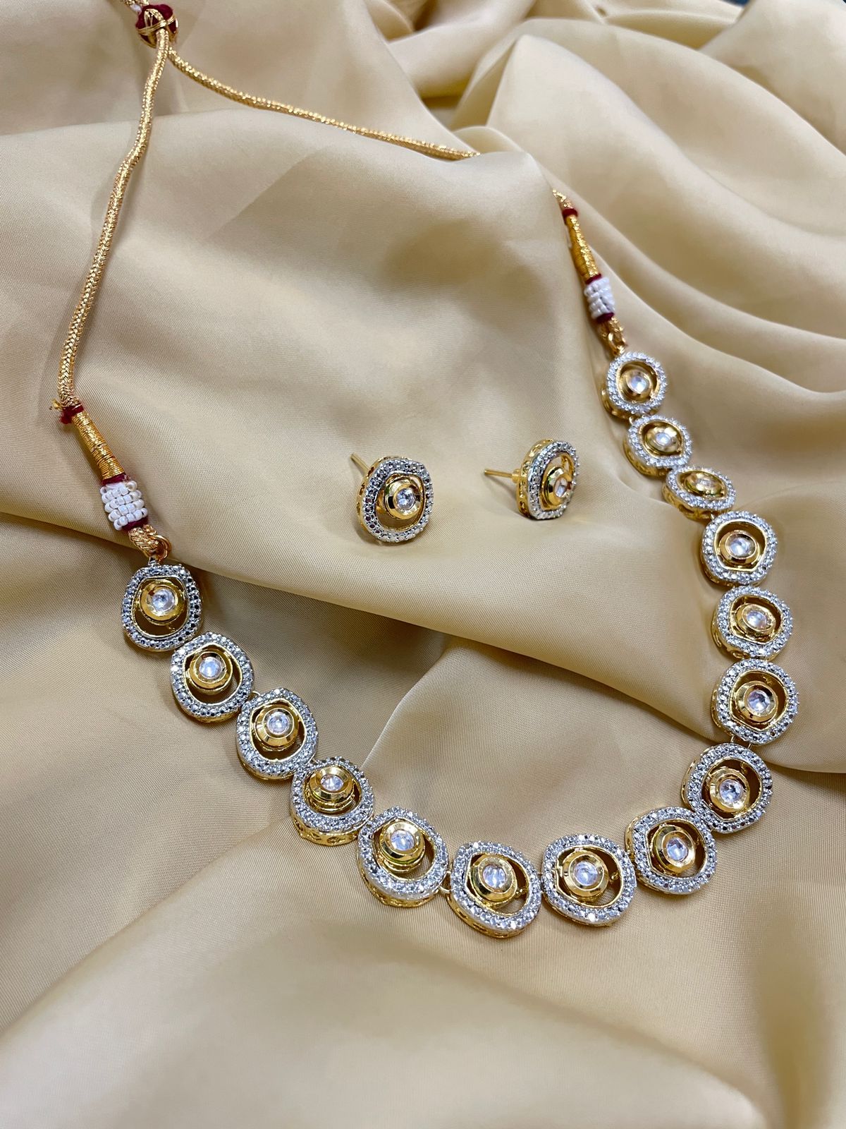 Round Shaped American Diamond Necklace Set