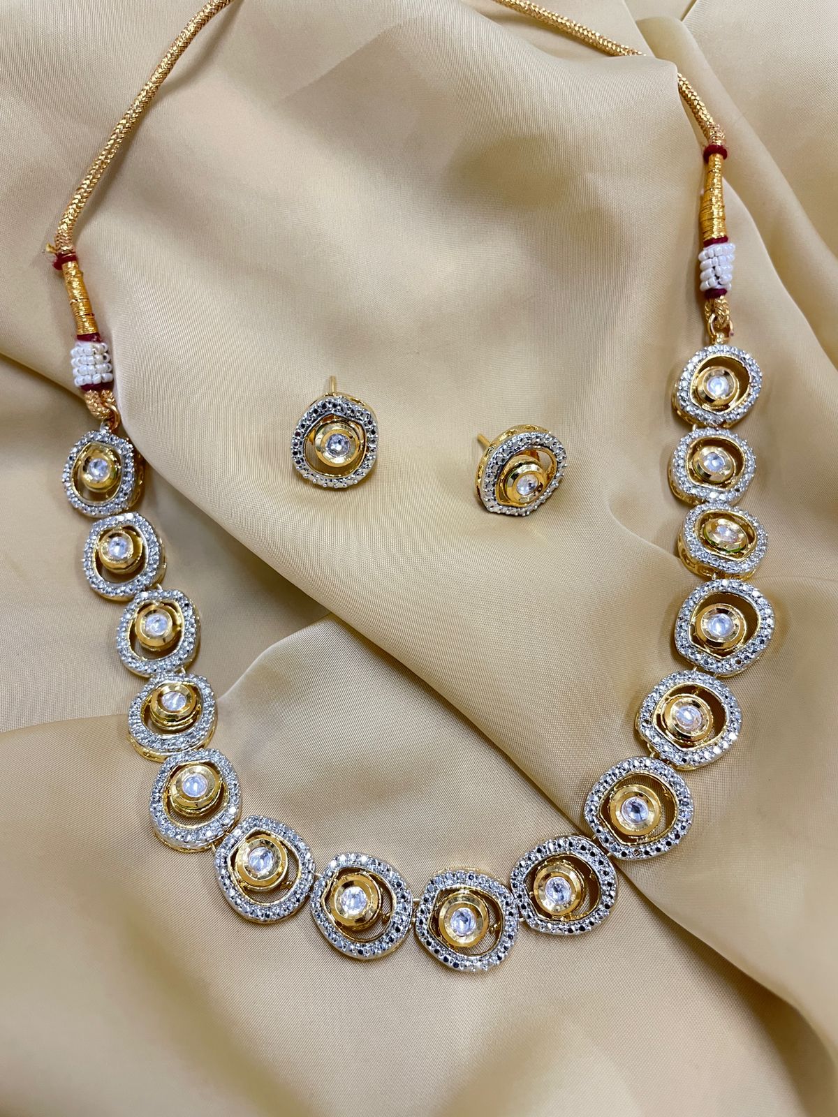 Round Shaped American Diamond Necklace Set