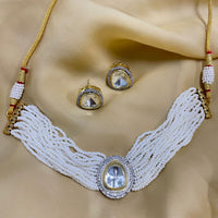 Thumbnail for Classic White Stone Round Gold Plated Choker set - Abdesignsjewellery
