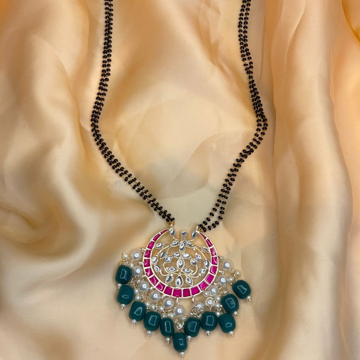 Traditional Pearl Kundan Studded Long Mangalsutra