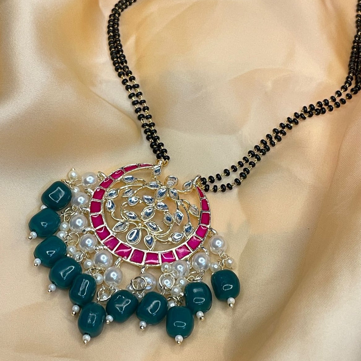 Traditional Pearl Kundan Studded Long Mangalsutra