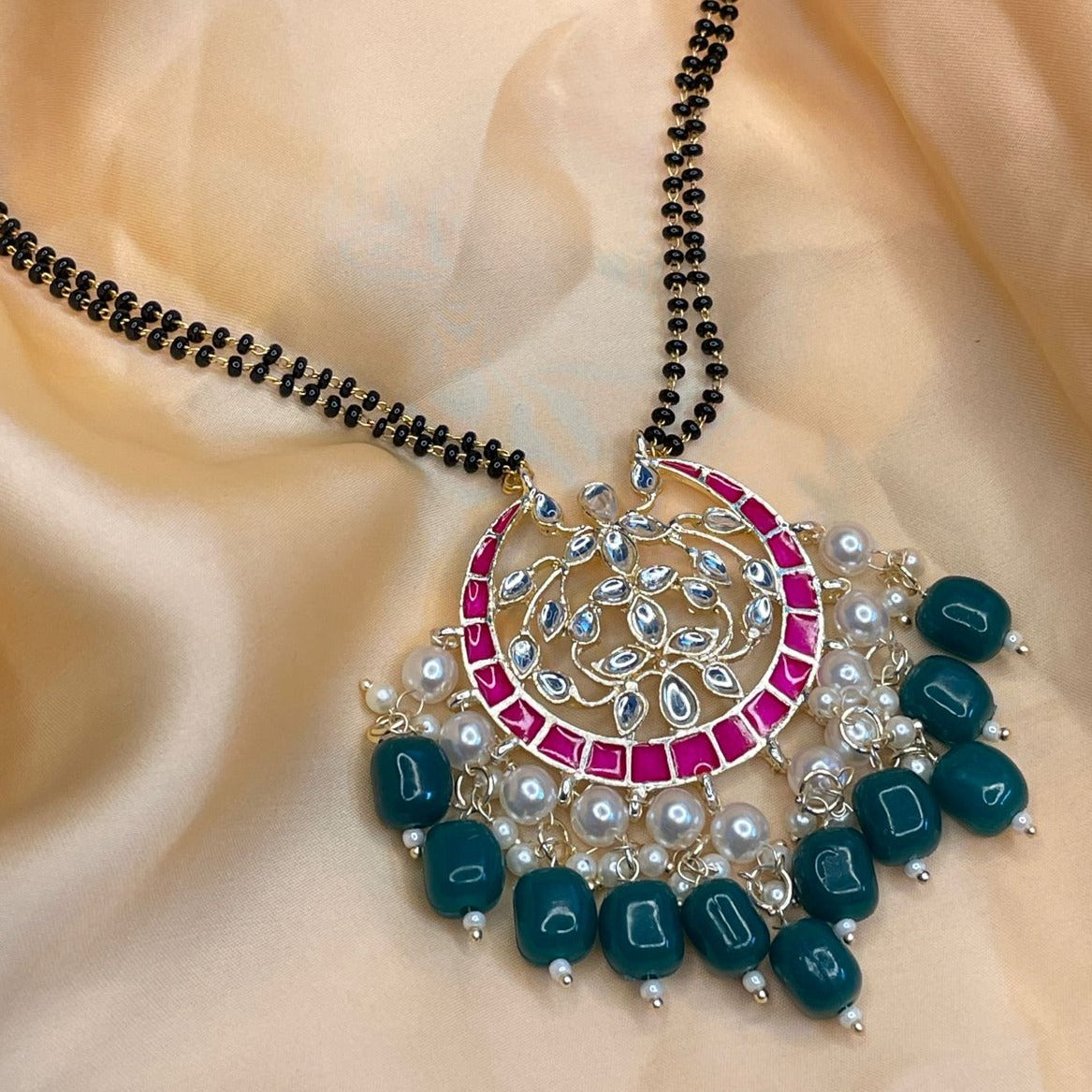 Traditional Pearl Kundan Studded Long Mangalsutra