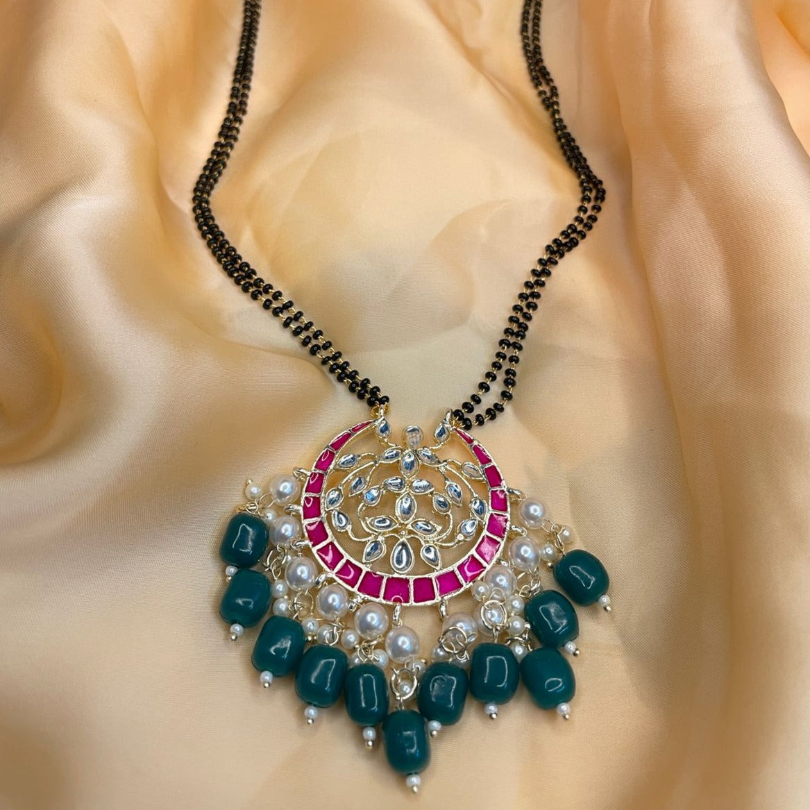 Traditional Pearl Kundan Studded Long Mangalsutra