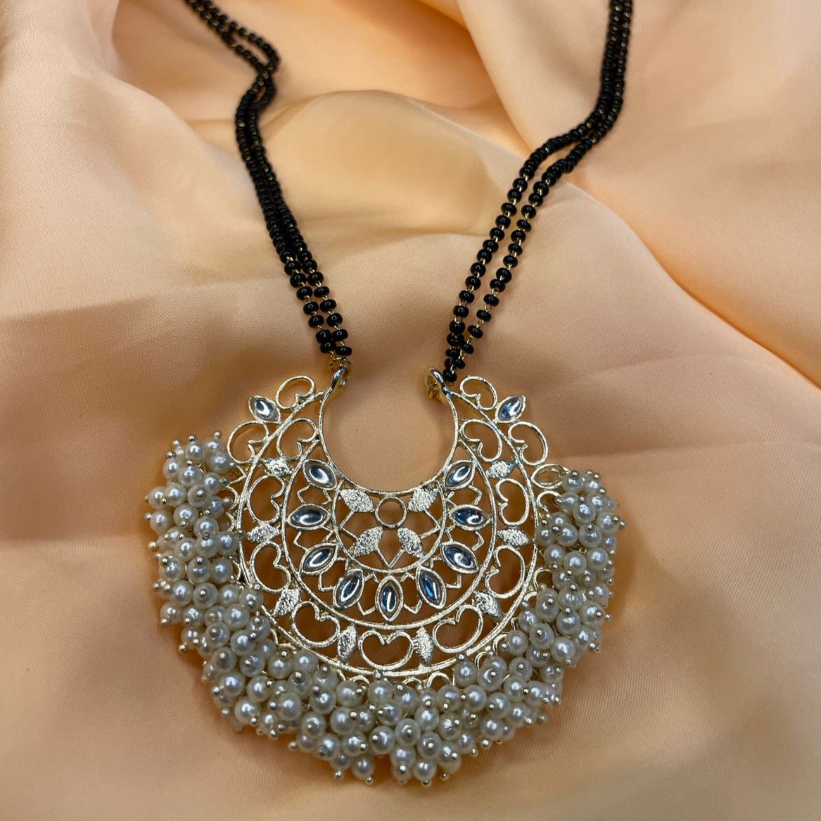 Traditional Pearl Kundan Studded Long Mangalsutra