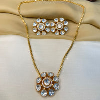 Thumbnail for Classic Polki Flower Design Chain & Earrings - Abdesignsjewellery