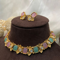Thumbnail for Floral Antique Kemp Stone Necklace