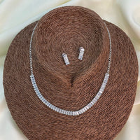Thumbnail for High-Quality Shimmering Silver American Diamond Necklace