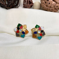 Thumbnail for Pushpanjali Floral Navaratna Stones Earring