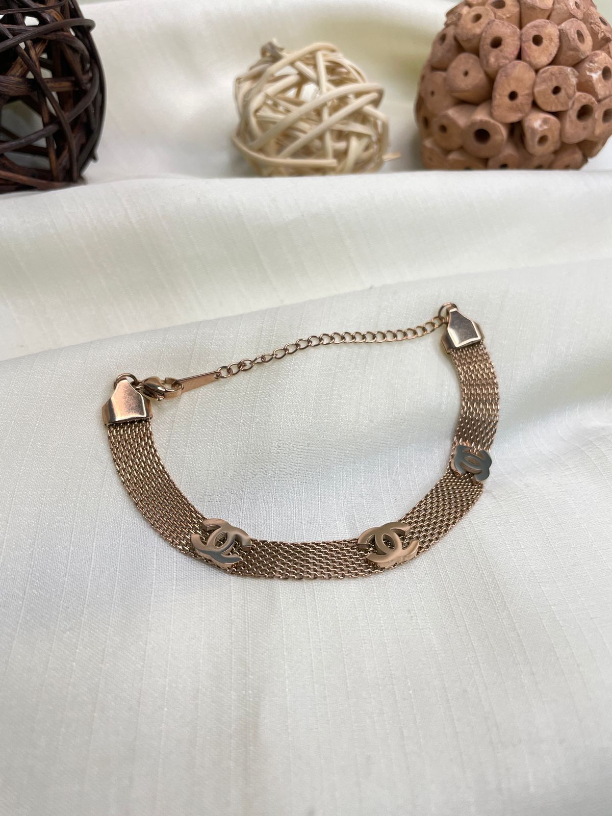 Rose Gold Channel Hand Bracelet