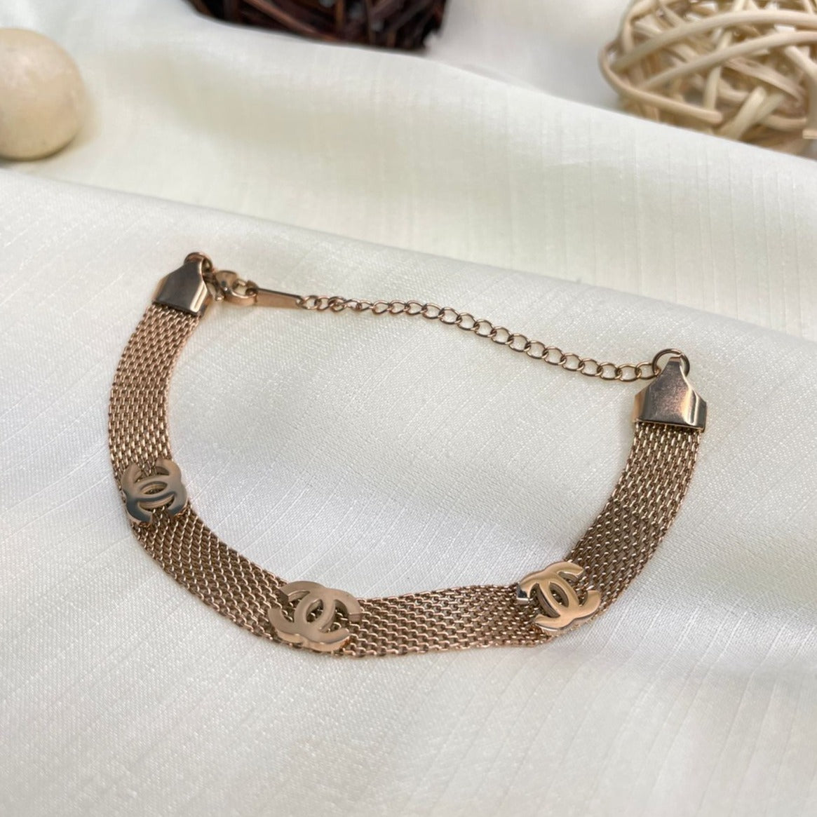 Rose Gold Channel Hand Bracelet