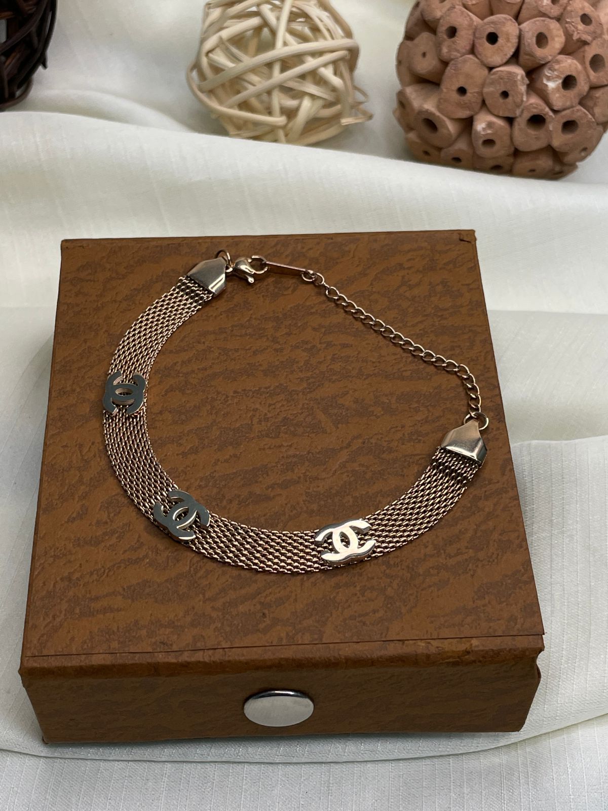 Rose Gold Channel Hand Bracelet