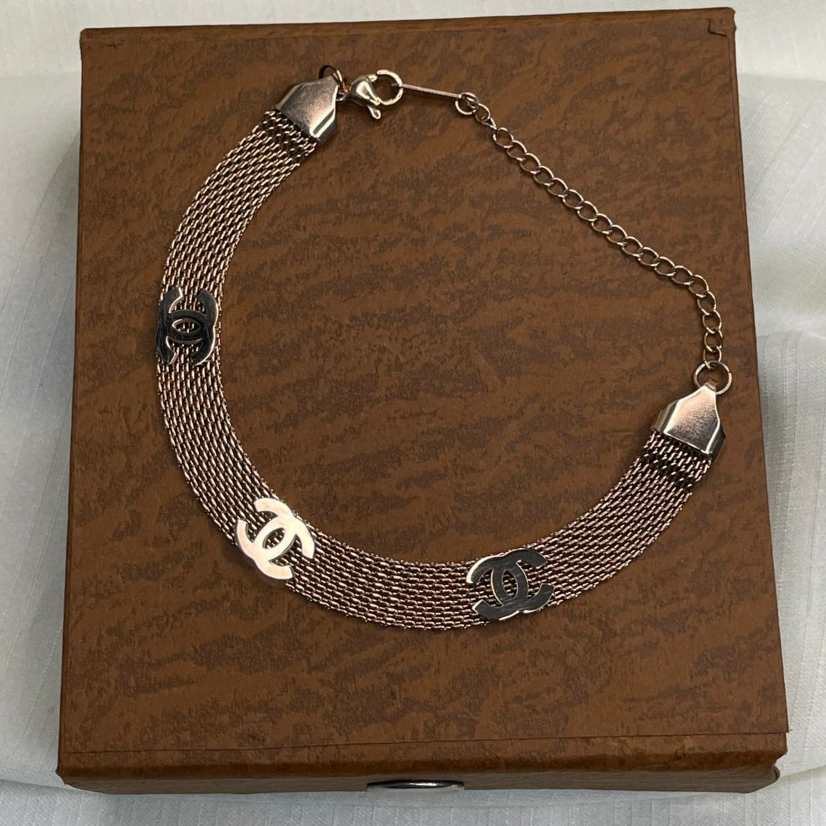 Rose Gold Channel Hand Bracelet