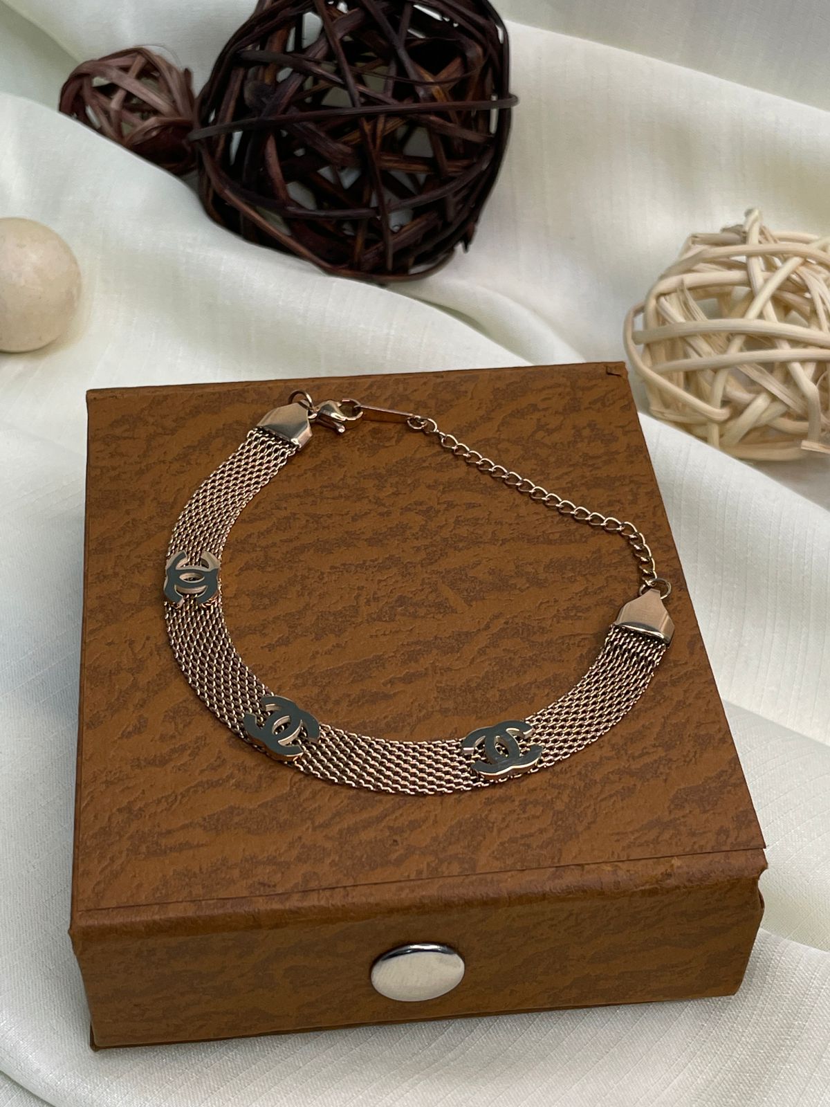 Rose Gold Channel Hand Bracelet