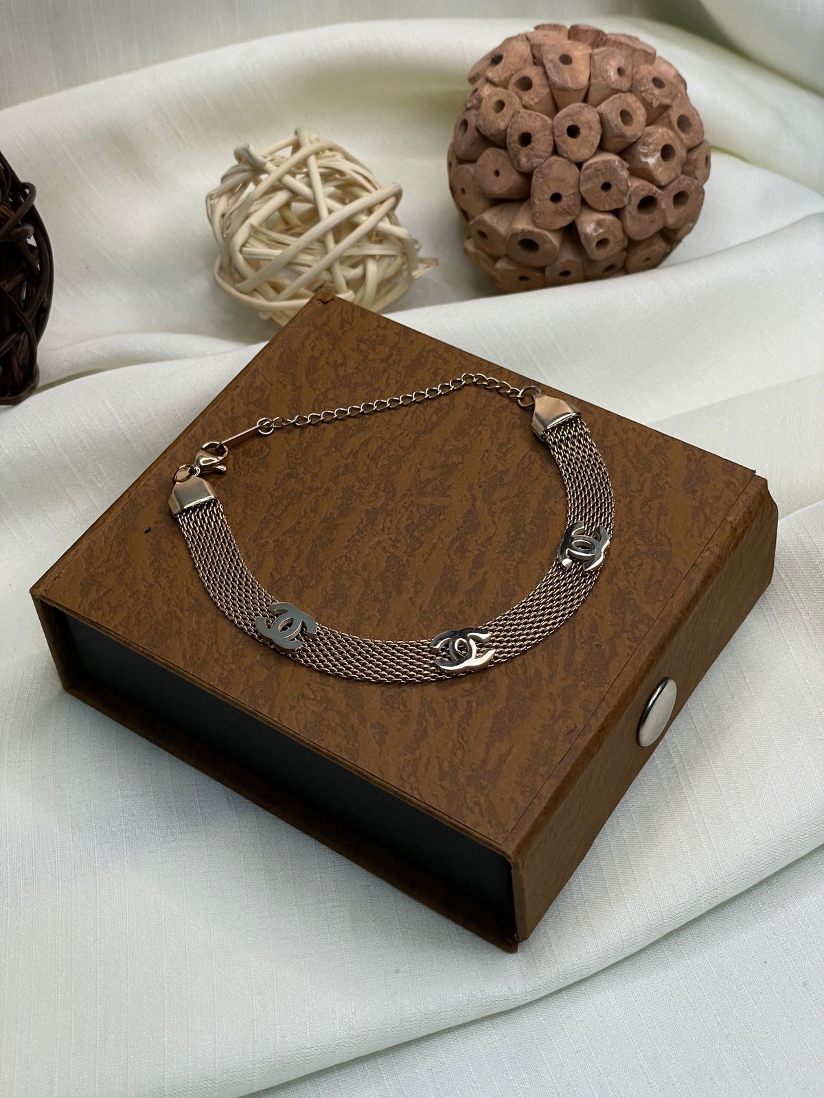 Rose Gold Channel Hand Bracelet