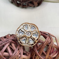 Thumbnail for High Quality Flower RoseGold Polki Kundan Ring