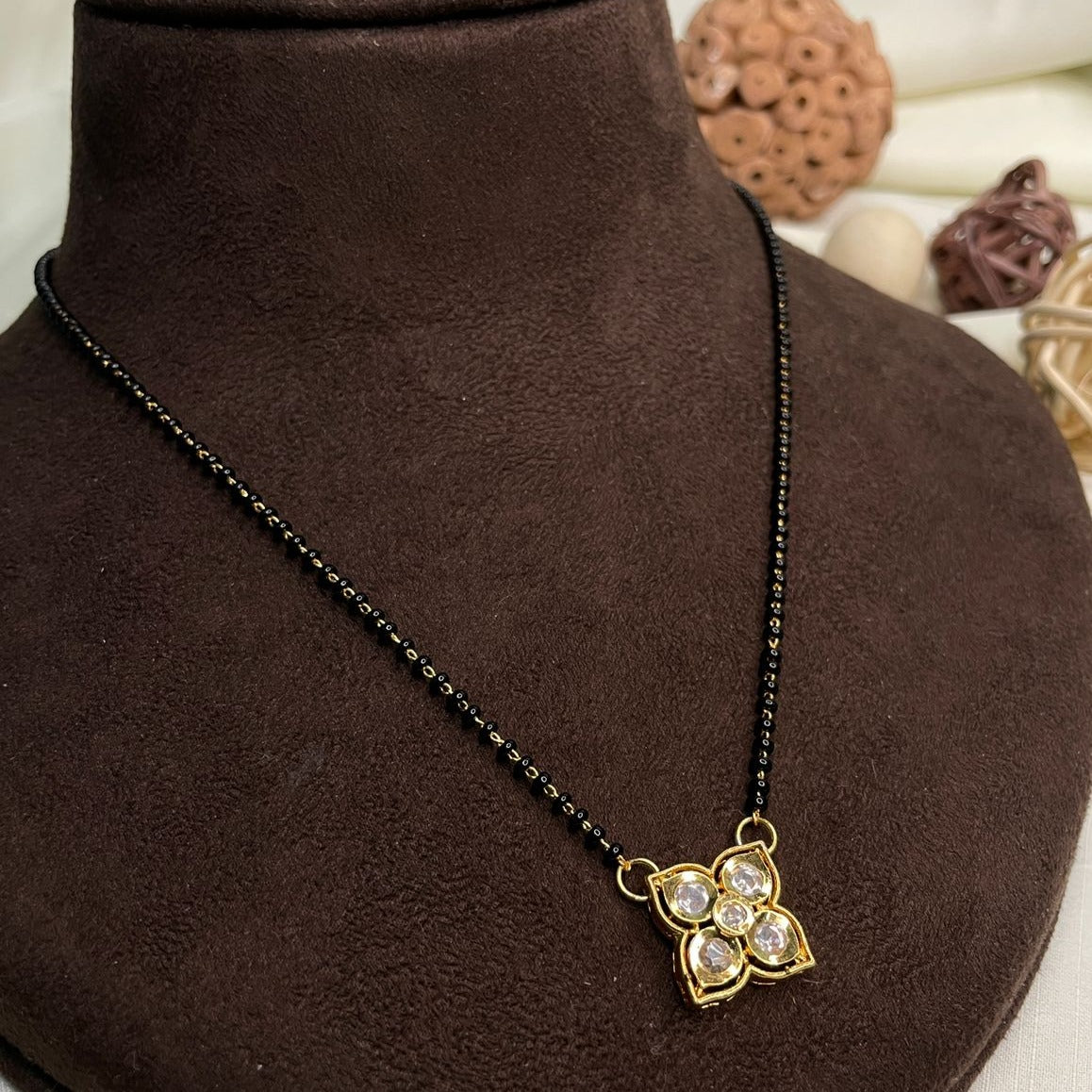 Stylish Unique Flower Polki Mangalsutra - Abdesignsjewellery