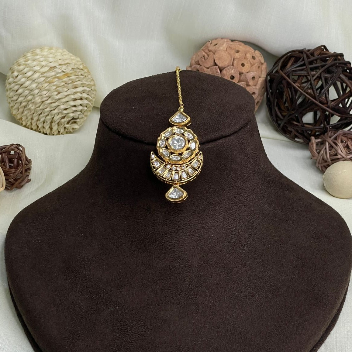 Elite Gold Plated Royal Polki MaangTikka - Abdesignsjewellery