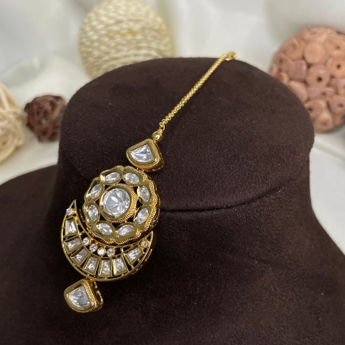 Elite Gold Plated Royal Polki MaangTikka - Abdesignsjewellery