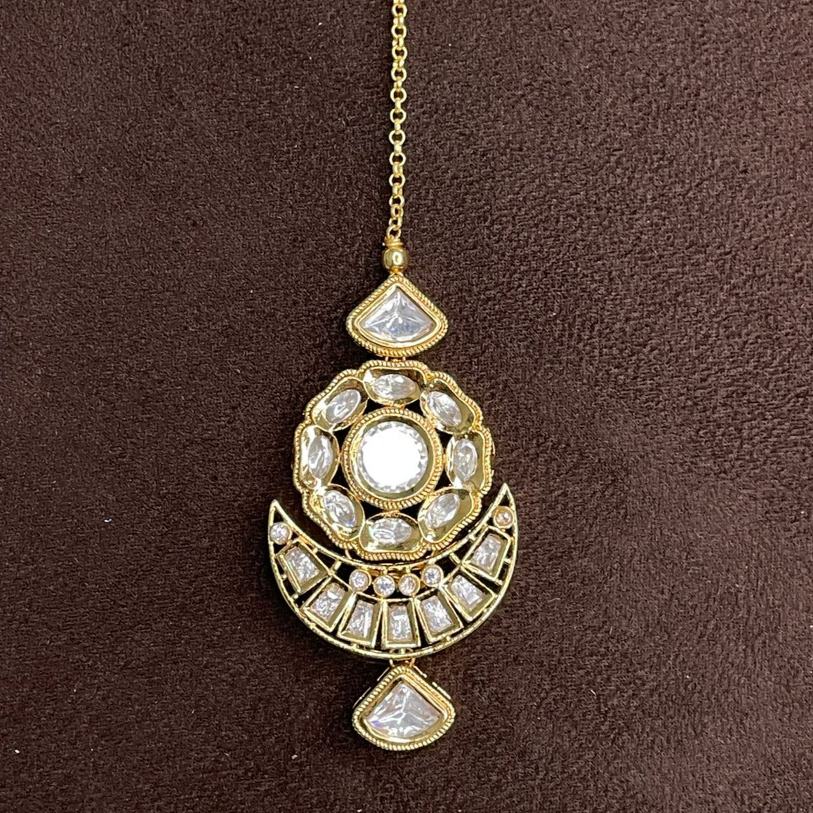 Elite Gold Plated Royal Polki MaangTikka - Abdesignsjewellery