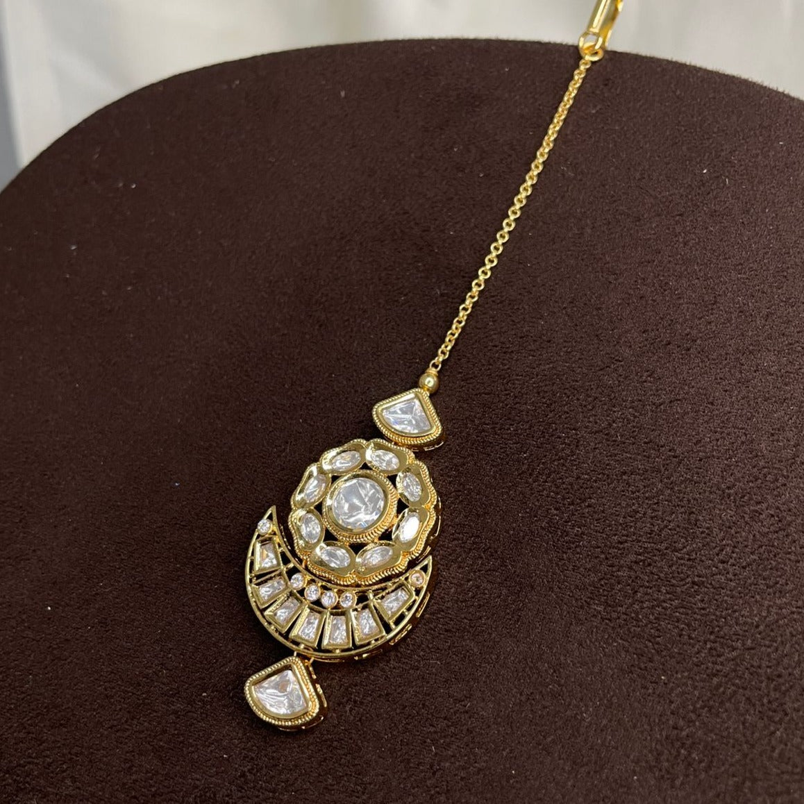 Elite Gold Plated Royal Polki MaangTikka - Abdesignsjewellery