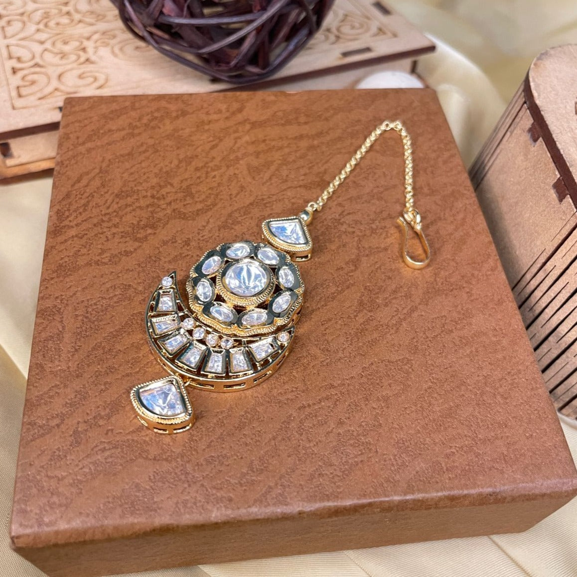 Elite Gold Plated Royal Polki MaangTikka - Abdesignsjewellery