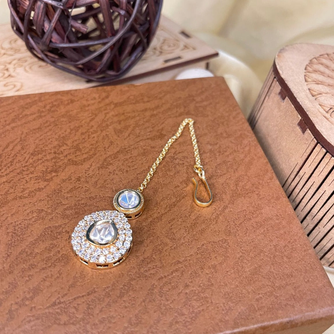 Elegant High Quality Gold Plated Royal Polki MaangTikka - Abdesignsjewellery