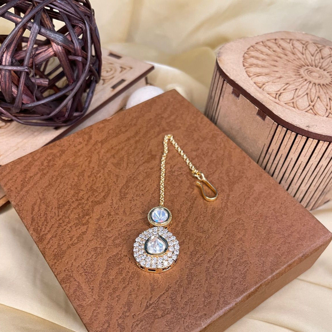 Elegant High Quality Gold Plated Royal Polki MaangTikka - Abdesignsjewellery