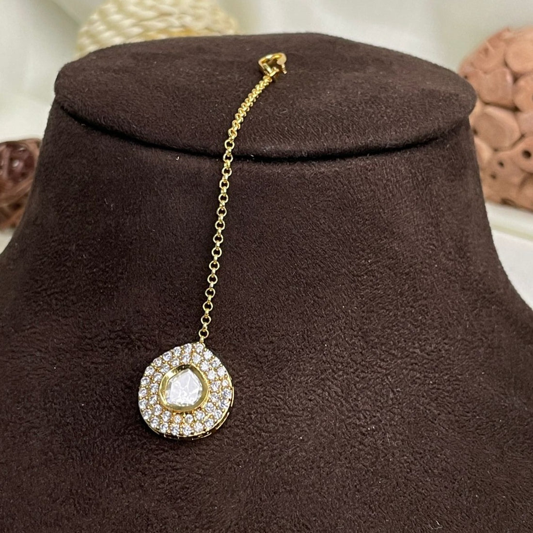 High Quality Gold Plated Royal Polki MaangTikka