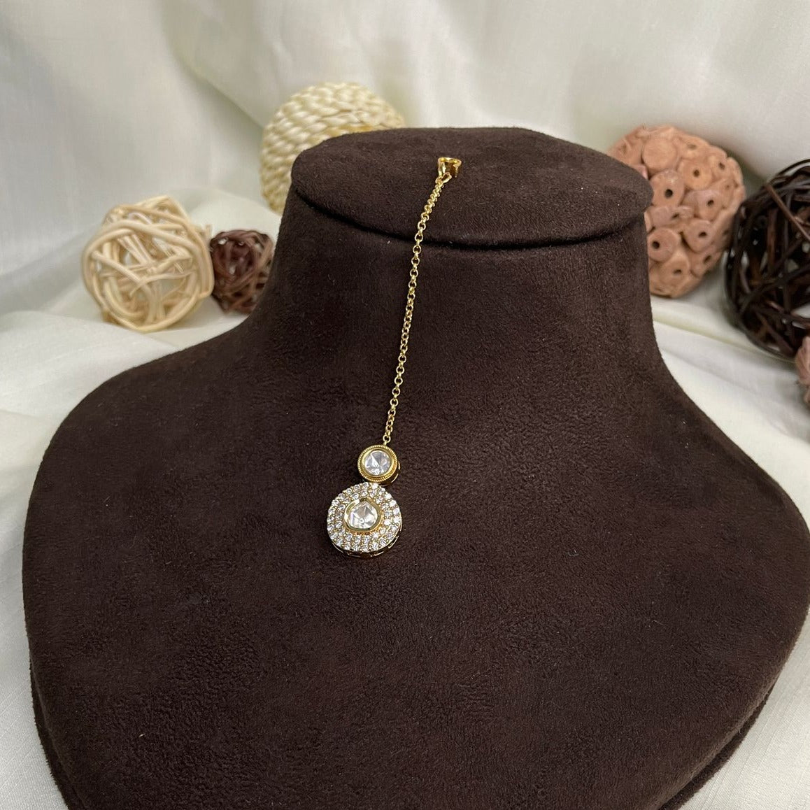 Elegant High Quality Gold Plated Royal Polki MaangTikka - Abdesignsjewellery