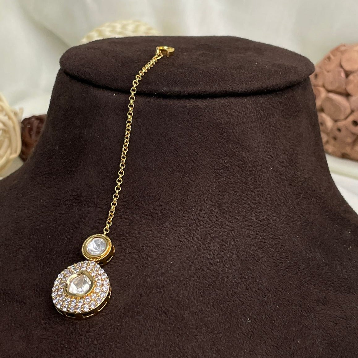 Elegant High Quality Gold Plated Royal Polki MaangTikka - Abdesignsjewellery