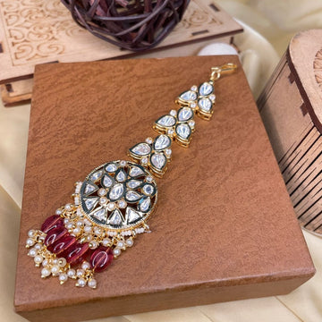 High Quality Gold Plated Royal Kundan MaangTikka