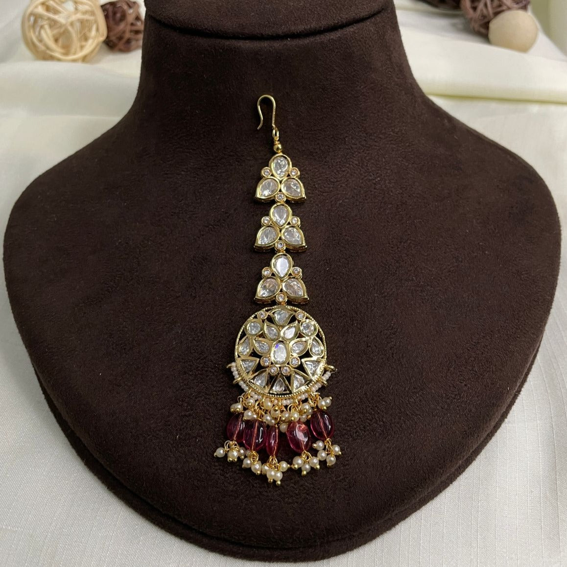 High Quality Gold Plated Royal Kundan MaangTikka