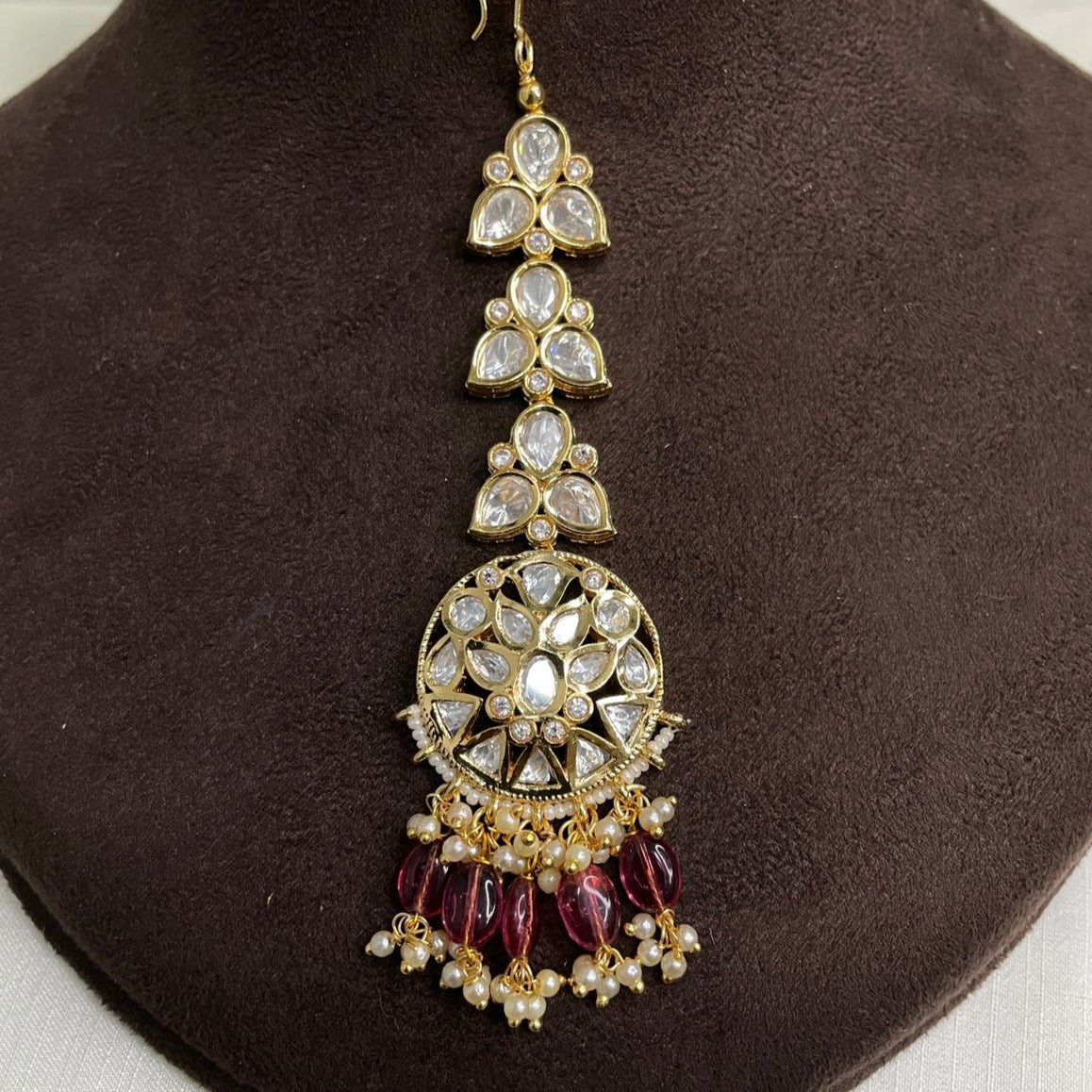 High Quality Gold Plated Royal Kundan MaangTikka