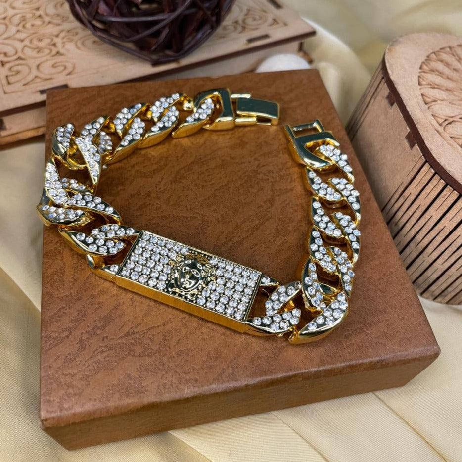 Versace Gold Plated Diamond Hand Bracelet